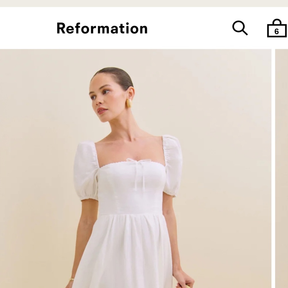 Reformation Marella Linen Dress Ivory - Size 0